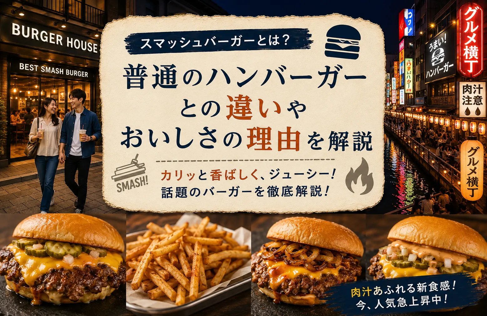 スマッシュバーガーとは？普通のハンバーガーとの違いやおいしさの理由を解説