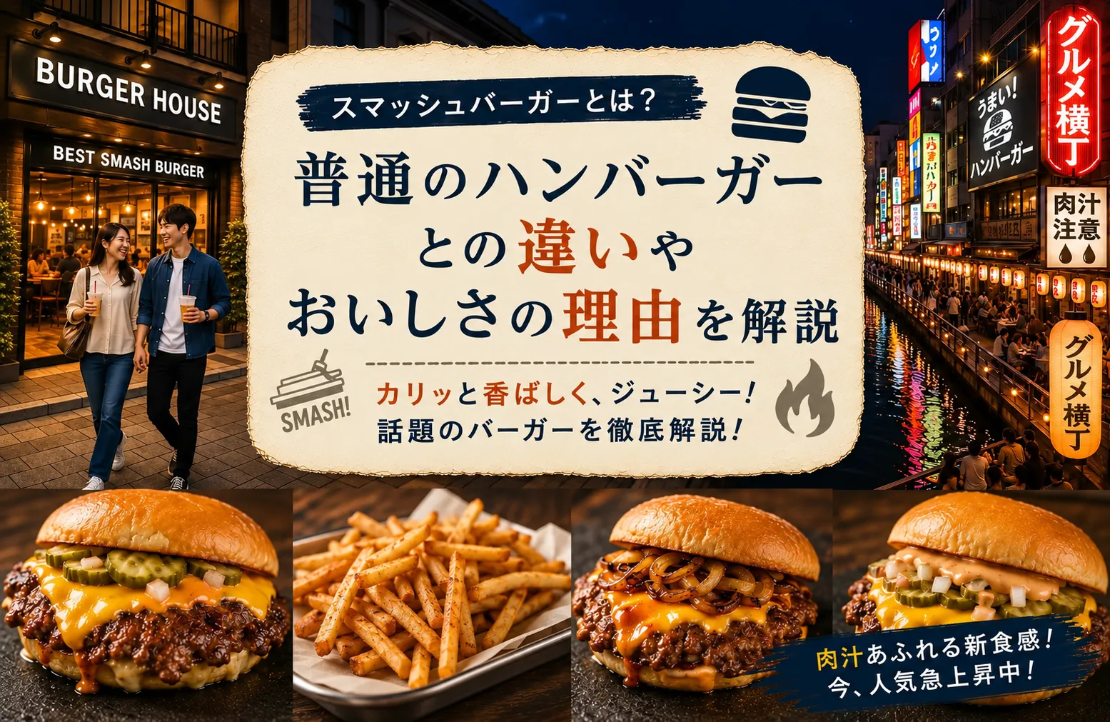 スマッシュバーガーとは？普通のハンバーガーとの違いやおいしさの理由を解説